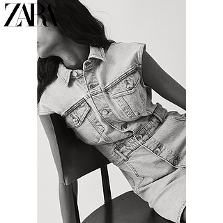 ZARA 08197280406 女款打褶装饰牛仔连衣裙