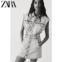 ZARA 08197280406 女款打褶装饰牛仔连衣裙