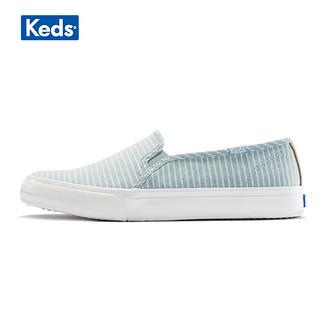 Keds 女士浅口套脚条纹帆布单鞋WF60057 蓝色36