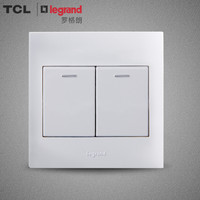 TCL罗格朗开关面板86型墙壁开关插座面板仕界雅白系列二开双控