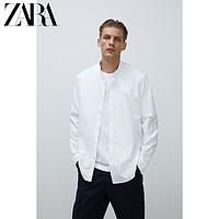 ZARA新款 男装 中山领牛津长袖白衬衫 08211303250