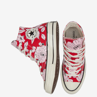 CONVERSE匡威官方 Chuck 70 复古花卉图案休闲鞋女鞋高帮 568373C 红/粉色 40