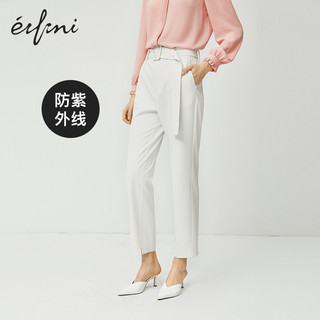 伊芙丽粉色裤子女宽松直筒2020秋季环保色纺通勤裤白色西装休闲裤