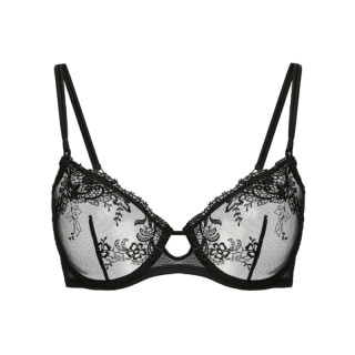 LA PERLA PRIMULA系列女士有钢圈蕾丝V型聚拢文胸CFI005250 黑色75B