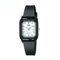 CASIO 卡西欧 指针系列 LQ-142-7EJF 22mm 女士石英手表 白盘 黑色树脂表带 方形
