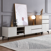 全友家居 现代简约电视柜客厅家具组合 钢化玻璃台面 多区储物 126106 组合电视柜(主柜+附柜)