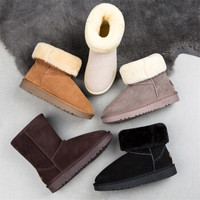 艾斯臣 ACESC 时尚雪地靴女鞋子一脚蹬短筒棉鞋加厚加绒面包鞋LAE51 黑色 38