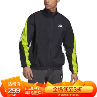 阿迪达斯 ADIDAS 男子 运动型格 M URBAN Q3 TT 运动 夹克/风衣 FR6599 M码 半荧光绿/黑色/白