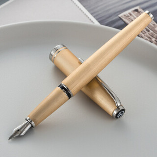 英雄（HERO）钢笔/铱金钢笔铝杆金属拉丝墨水笔981-1 金色 0.5mm