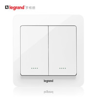 罗格朗开关插座面板逸典圆白色二开多控二位中途挚墙壁电源86型