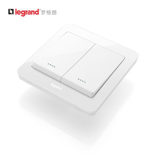 罗格朗开关插座面板逸典圆白色二开多控二位中途挚墙壁电源86型