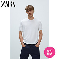 ZARA 新款 男装 纹理垂性短袖针织白T恤 04090303251