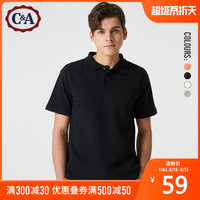 西雅衣家 C&Amp;A休闲珠地纯棉翻领POLO衫短袖T恤男士2020夏季新款CA200228547