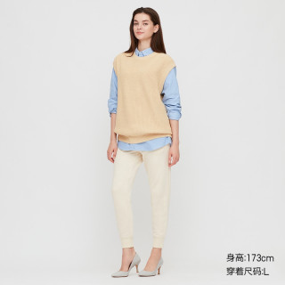 uniqlo 优衣库 中性纯色圆领套头针织背心435051 深米色s