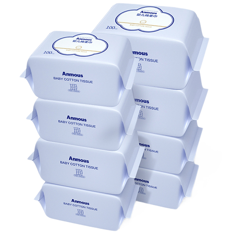 anmous 安慕斯 平纹棉柔巾 紫包100抽*8包 *4件