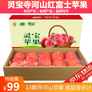豫宝（YUBAO） 灵宝苹果寺河山红富士15颗 国家地理标志产品 富硒苹果  礼盒装