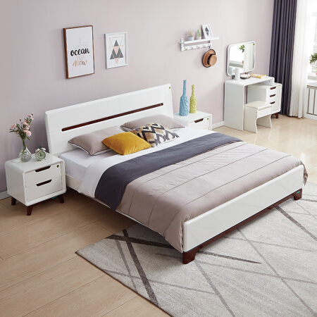 quanu 全友 北欧 卧室家具组合五件套 121802床 床头柜*2 五门衣柜