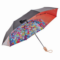 天堂伞 自开收三折全遮光黑胶晴雨伞小黑伞太阳伞 气球桔色30138ELCJ