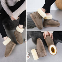 艾斯臣 ACESC 时尚雪地靴女鞋子一脚蹬短筒棉鞋加厚加绒面包鞋LAE51 杏色 35
