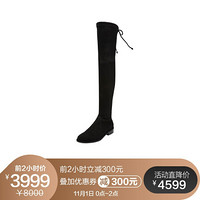 STUART WEITZMAN 女士黑色羊皮高跟尖头过膝长靴 MIDLAND BLACK SUEDE