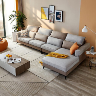 全友家居布艺沙发现代简约布艺沙发实木内框架中小户型沙发组合102580