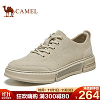 骆驼（CAMEL） 复古休闲鞋系带百搭板鞋街头时尚男鞋 A032541440 沙色 38