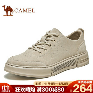 骆驼（CAMEL） 复古休闲鞋系带百搭板鞋街头时尚男鞋 A032541440 沙色 38