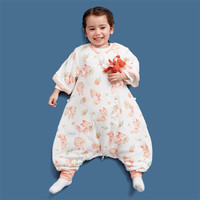 米乐鱼 婴儿睡袋防踢抱被秋冬加厚儿童厚夹棉可拆袖分腿睡袋宝宝睡衣被子保暖不闷 小花狐90码