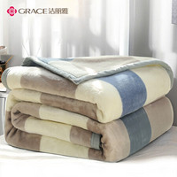 洁丽雅 Grace 冬季珊瑚绒毯毛毯加厚保暖小被子法兰绒床单人学生宿舍办公室午睡 经典格纹 150*200cm