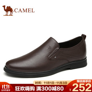 骆驼（CAMEL） 牛皮舒适套脚软底商务休闲男鞋 A012287920 暗棕 44