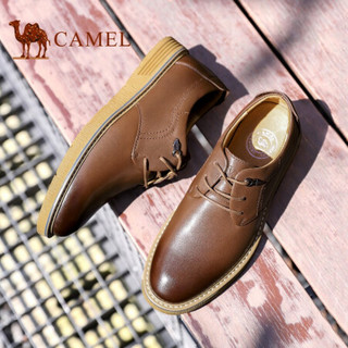 骆驼（CAMEL） 男士牛皮正装软底系带商务休闲鞋 A032266400 棕色 39