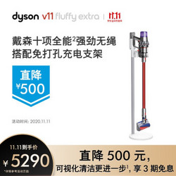 戴森(Dyson)吸尘器V11 Fluffy Extra+ 升级版V11 Dok 免打孔充电支架（含吸尘器X1，充电支架X1）