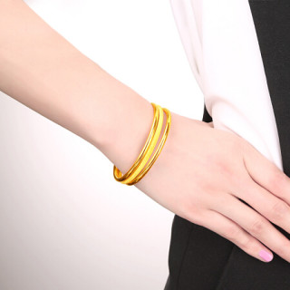 【cbai/菜百首饰手镯】菜百首饰 黄金手镯 足金简约磨砂黄金手镯 计价