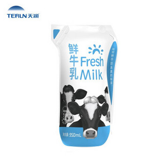 天润 TERUN 鲜牛乳 高钙 3.8g高蛋白 巴氏杀菌 鲜牛奶 早餐奶 950ml/袋 *11件
