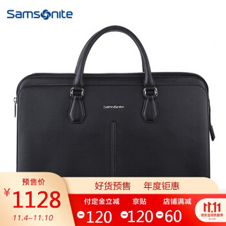 新秀丽（Samsonite）MARAIS精品商务男士手提包横式大号牛皮公文包68B*09009 黑色