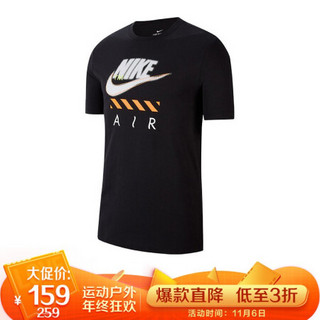 耐克NIKE 男子 休闲 短袖 TEE FTWR 2 NIKE AIR 短袖文化衫 CT6533-010黑色XL码