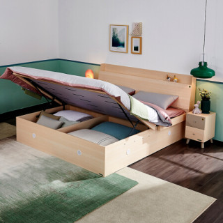 全友家居床现代简约双人床卧室家具组合板式席梦思床106306高箱床