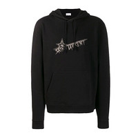 圣罗兰 SAINT LAURENT 男士STAR LOGO休闲运动衫连帽卫衣 575525 YBJN2 1095 黑色 L