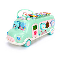 敲琴巴士儿童玩具 多功能积木绕珠拉线敲打音乐车