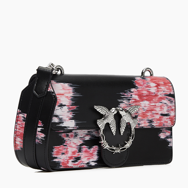 pinko 品高 牛皮黑色拼红色印花燕子包