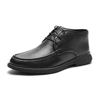 商场同款男士潮流时尚牛皮系带休闲鞋商务休闲皮鞋 43 黑色