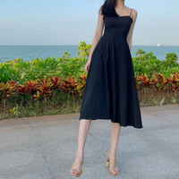 米兰茵（MILANYIN） 女装 秋季长袖时尚韩版假两件裙子小香风衬衫裙女连衣裙 MLDM104 黑色 M