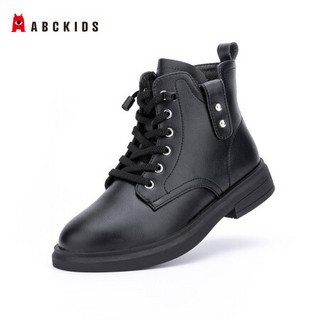 ABCKIDS童鞋靴子2020冬季中帮保暖时尚耐磨舒适中大童马丁靴DP051305007 黑色 31