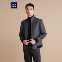 HLA 海澜之家 派克男2020秋季拉链门襟舒适亲肤简约外套HWDPD3Q020A深灰条纹(20)170/88A(48) cz