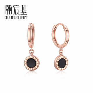 潮宏基 CHJ JEWELLERY 悦己系列小幸福 18K金玫瑰金彩金耳环耳坠女款 E5K30000391