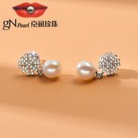 京润珍珠 gN pearl京润 3334100226706 莹雪S925银淡水珍珠耳钉 6-7mm白色 水滴形