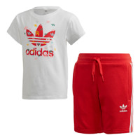 阿迪达斯adidas Originals SHORT SET 男童短袖运动套装 FM4945 白红色 105cm