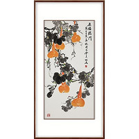 新中式玄关装饰画背景墙挂画 五福临门 雅致胡桃 高130*宽70cm