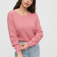 Gap 盖璞 000615722 女款华夫格圆领长袖卫衣