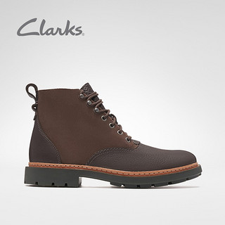 Clarks 其乐 Trace Explore系列男士圆头系带平跟马丁靴261430827 深棕色拼色44